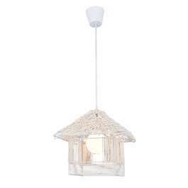 Opviq Lámpara de araña Blanca con tapa de madera